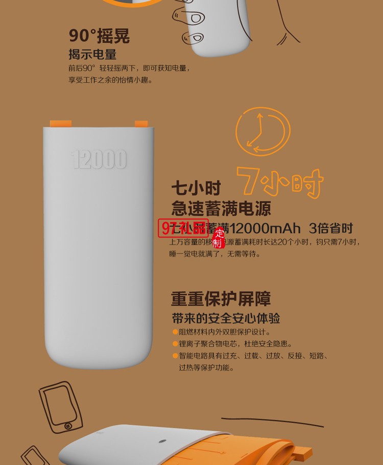 12000毫安充電寶定制 時(shí)尚輕便 超大容量移動(dòng)電源 