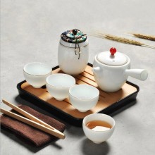 白瓷旅行茶具套裝 商務(wù)茶具套裝帶茶盤(pán)