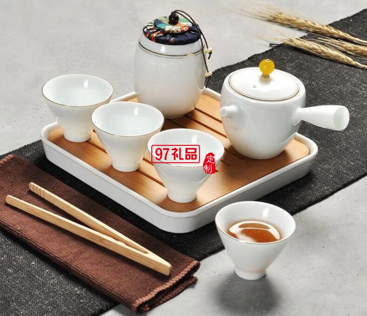 白瓷旅行茶具套裝 商務(wù)茶具套裝帶茶盤