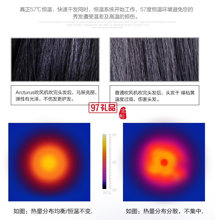 大功率2200藍光負離子家用美發(fā)護發(fā)靜音電吹風機