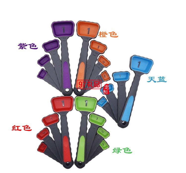 伸縮硅膠量杯量勺8件套帶刻度計(jì)調(diào)味勺彩色折疊量杯 可定制logo