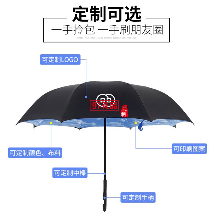 創(chuàng)意反向傘雙層 可站立反轉(zhuǎn)汽車晴雨傘可定制logo活動(dòng)小禮品