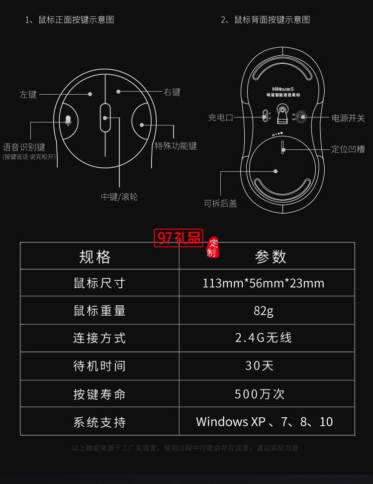 科大訊飛 MiMouse S鼠標咪鼠智能語音鼠標