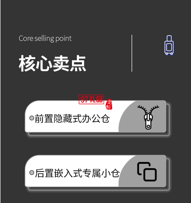 TYMON商旅騎士（拉鏈款）旅行箱密碼行李箱定制公司廣告禮品