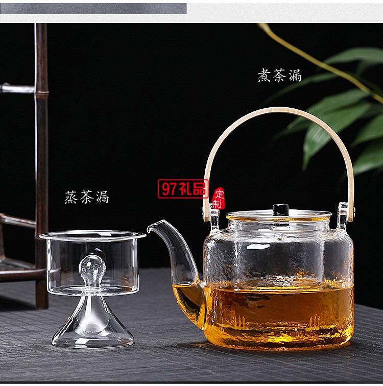 玻璃蒸煮兩用提梁壺 電陶爐煮茶爐茶壺定制公司廣告禮品