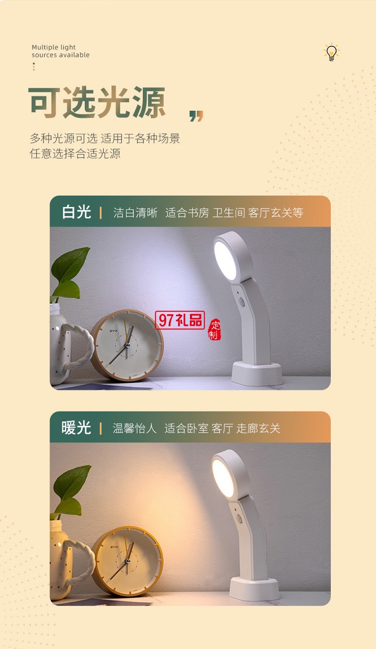 新品LED智能人體感應(yīng)燈小夜燈充電臺(tái)燈樓過道衣櫥臥室床頭燈