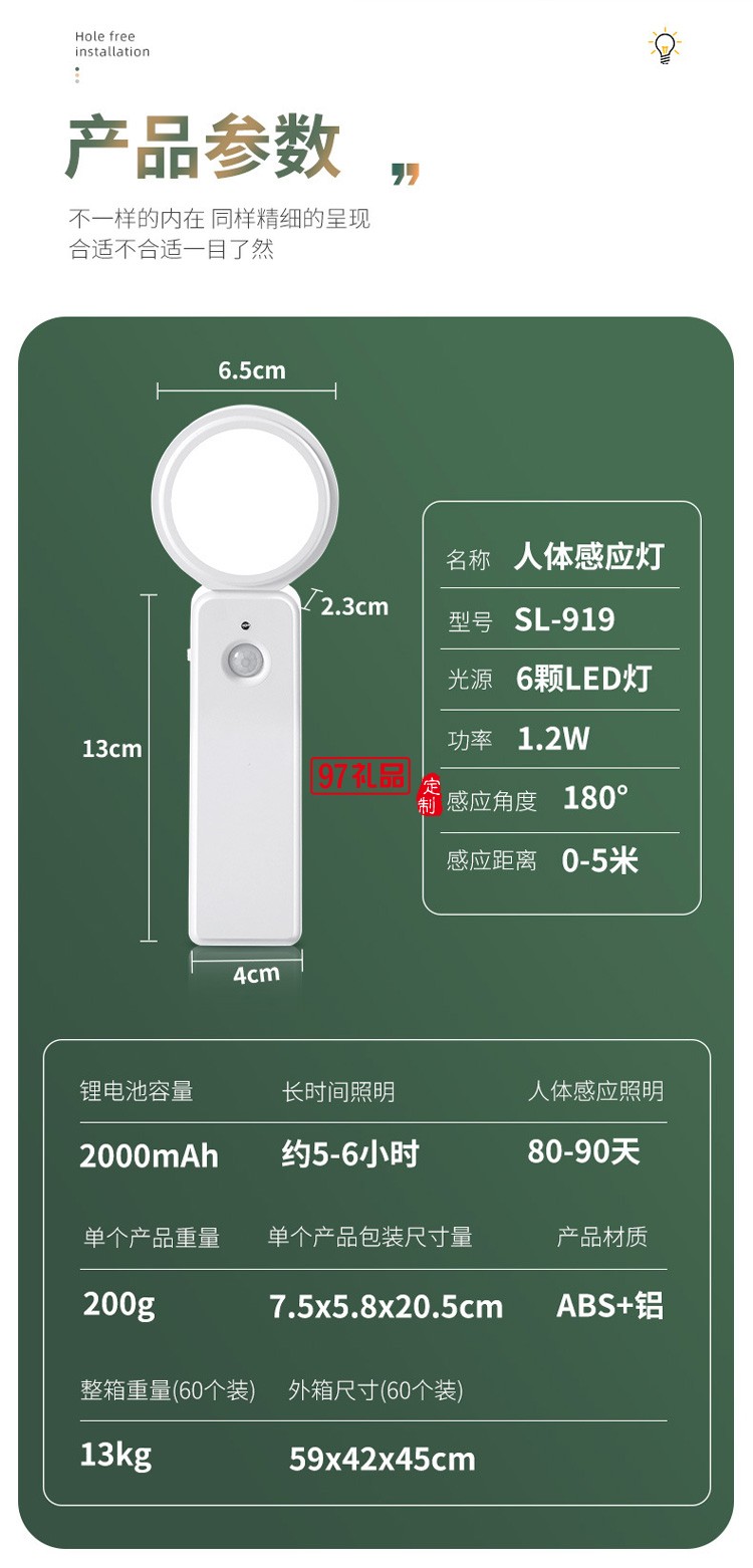 新品LED智能人體感應(yīng)燈小夜燈充電臺(tái)燈樓過道衣櫥臥室床頭燈