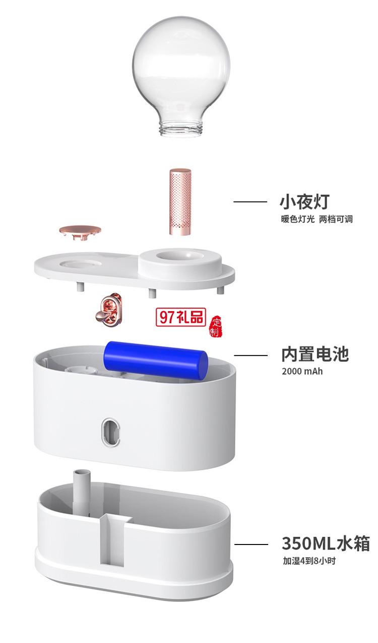 加濕器 家用臥室暖色小夜燈靜音千尋燈加濕器