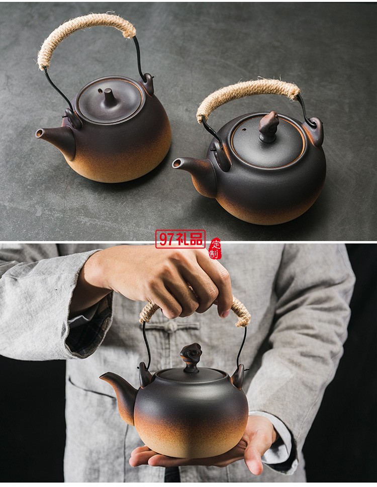 柴燒粗陶燒水壺煮茶器泡茶壺電陶爐茶爐功夫茶具提梁壺