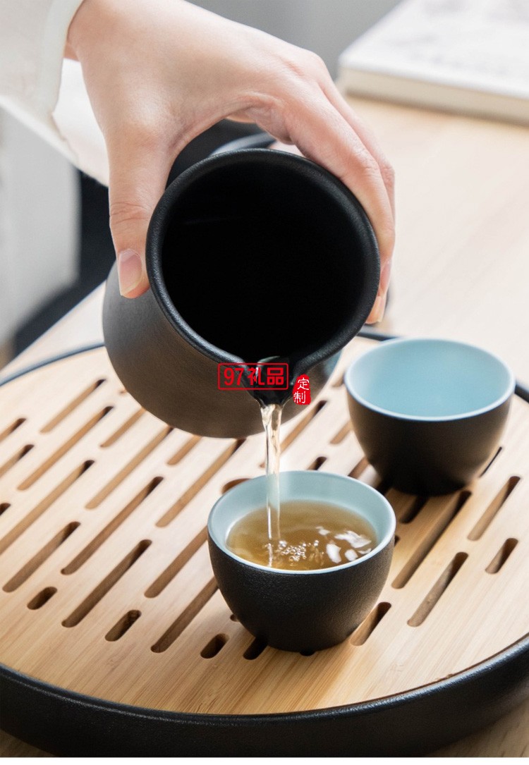 茶具套裝 實(shí)用日式簡(jiǎn)約黑陶瓷辦公室家用客廳干泡小型小套帶茶盤