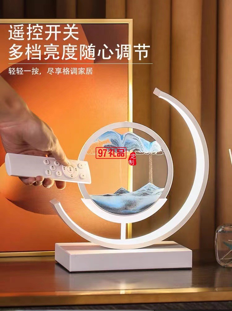 高檔沙漏擺件實木旋轉(zhuǎn)流沙畫3D客廳裝飾品擺件