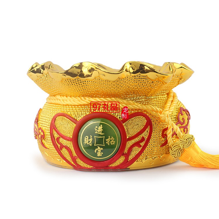 金錢袋擺件聚寶盆存錢罐家居擺設(shè)樹(shù)脂工藝品