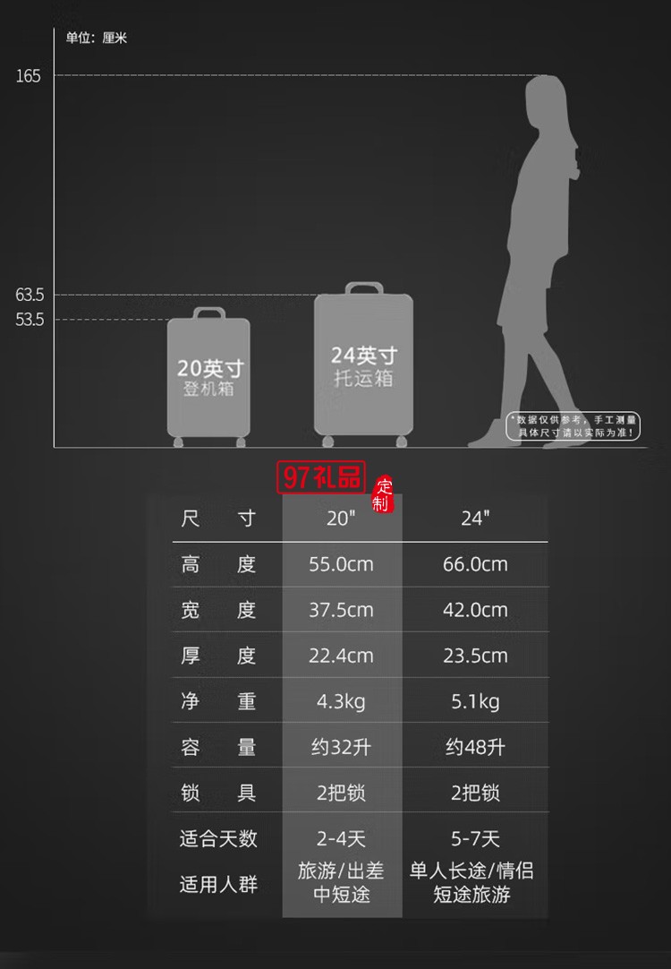 泰夢(mèng)鋁鎂合金拉桿箱旅行密碼行李箱TM-1609定制公司廣告禮品