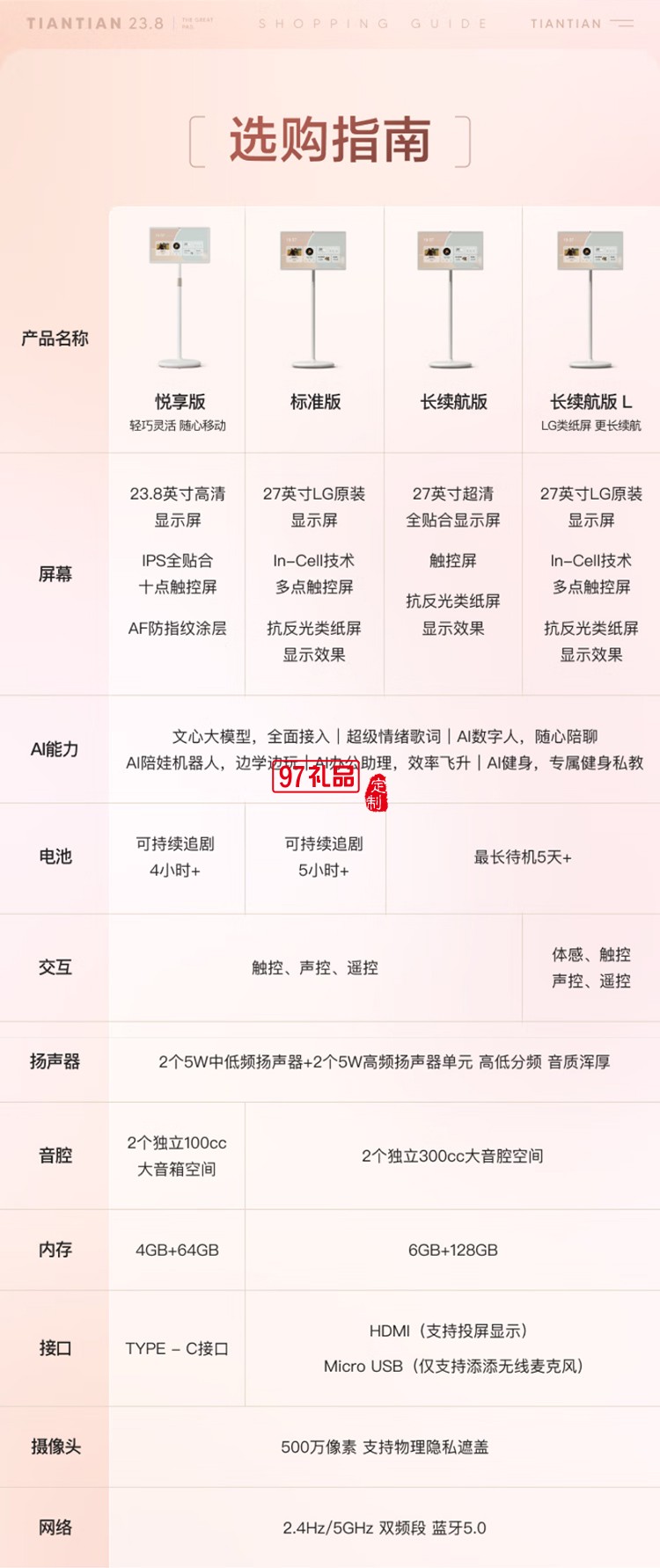 小度添添閨蜜機悅享版 移動智能平板電視23.8英寸大屏觸控顯示器 追劇