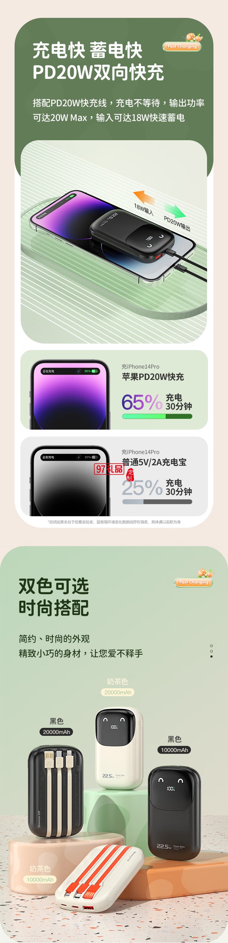 快充充電寶【3C認(rèn)證可上飛機(jī)】10000毫安時大容量自帶線22.5WP